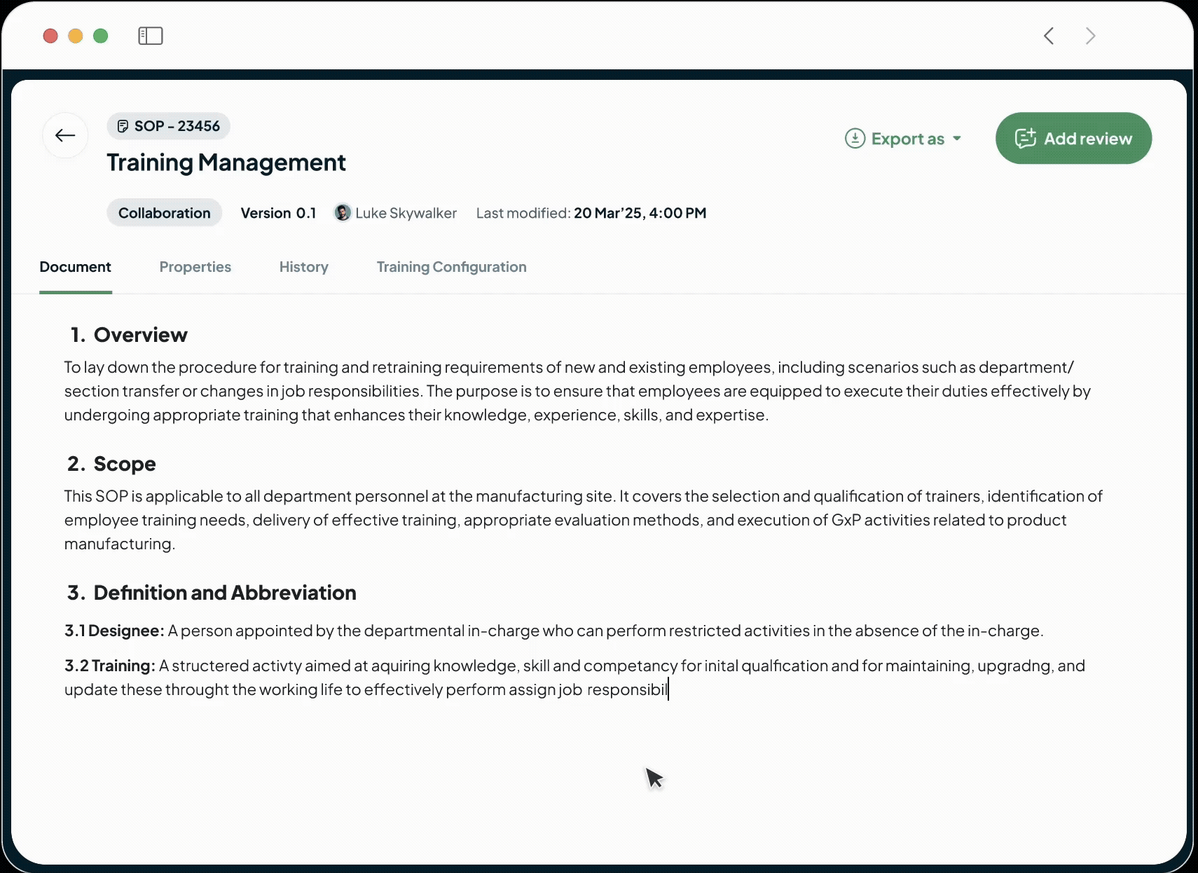 Document Management System interface