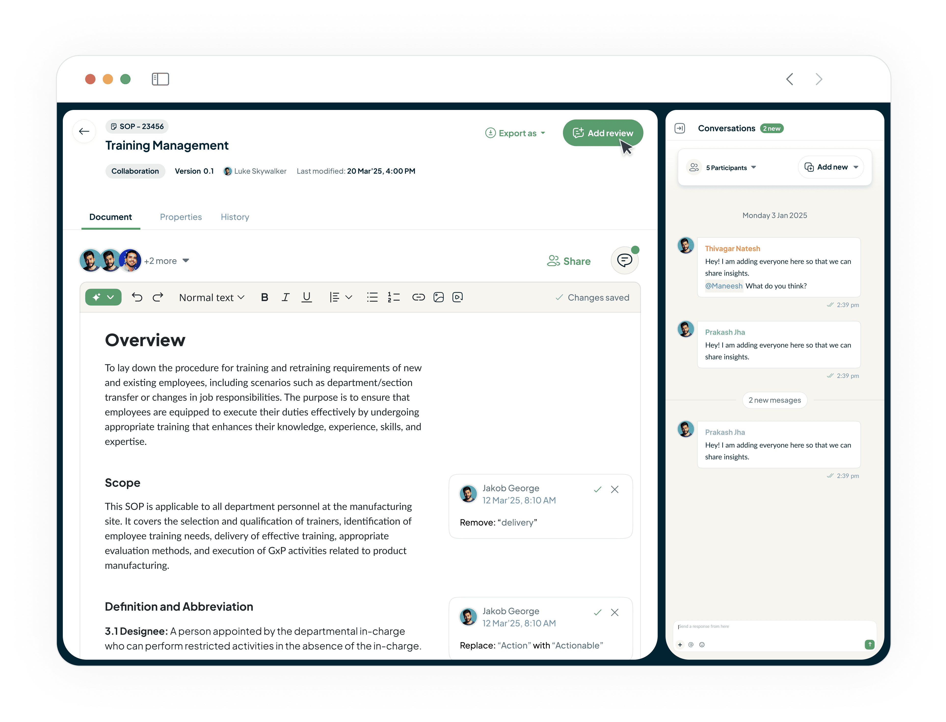 DMS document review collaboration