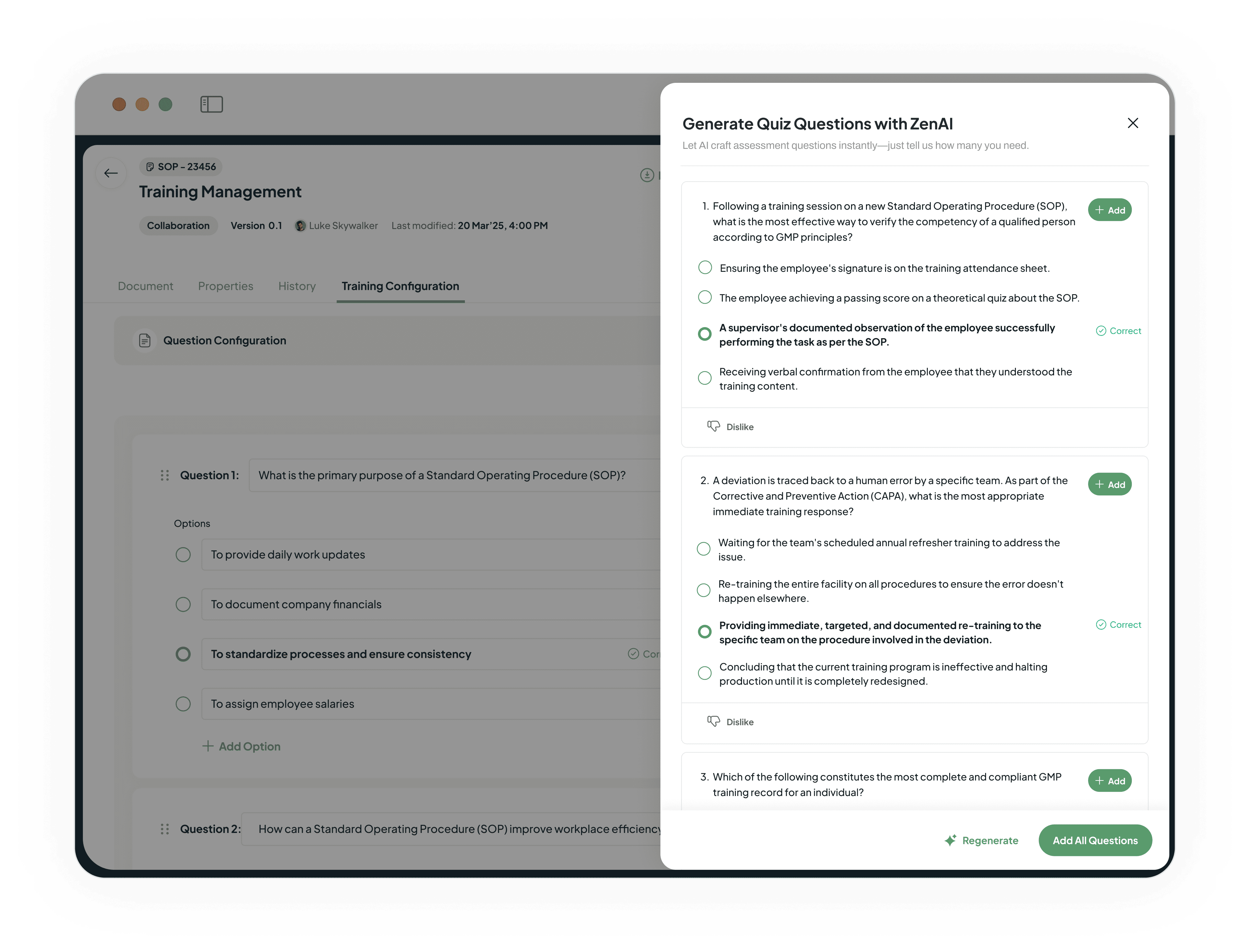 AI training assessments in DMS