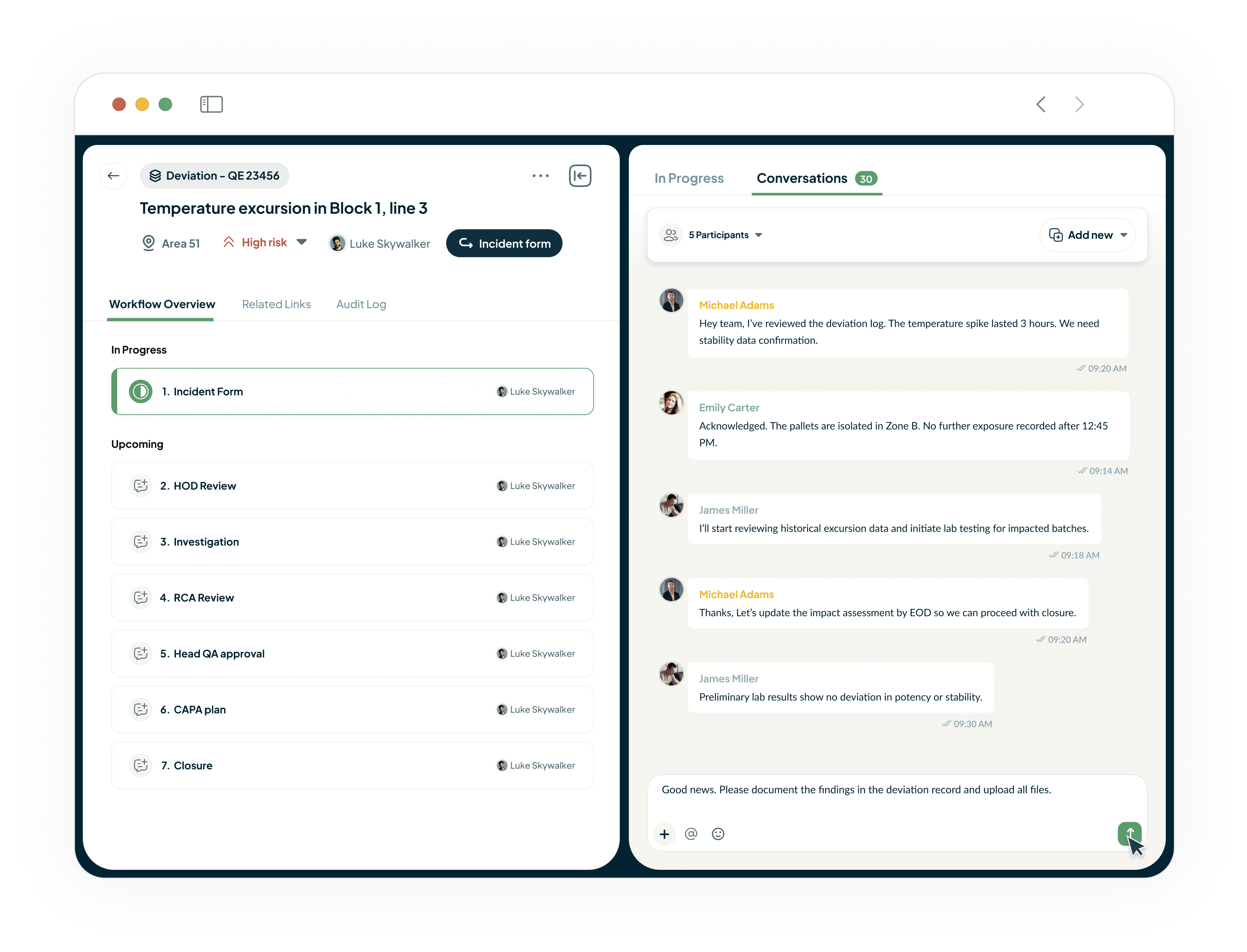 QMS Collaboration with Built-in Conversations